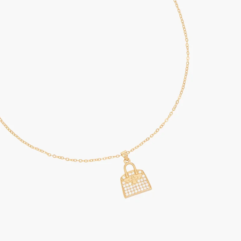 Lifestyle Gold Tone Necklace with Bag Pendant for Women